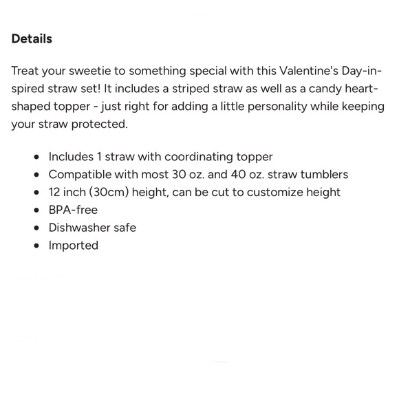 New with tags pink striped straw, purple BE MINE straw topper 30-40 oz tumblers - Picture 3 of 3